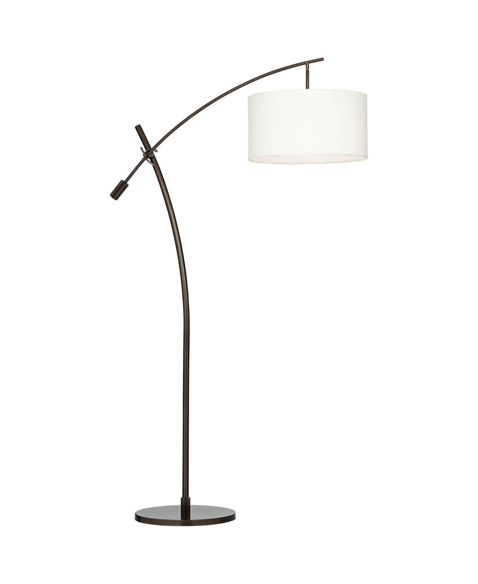 Possini Euro Design Modern Arc Floor Lamp with USB Charging Port 69" Tall Bronze  Drum Shade Adjustable Arm Living Room