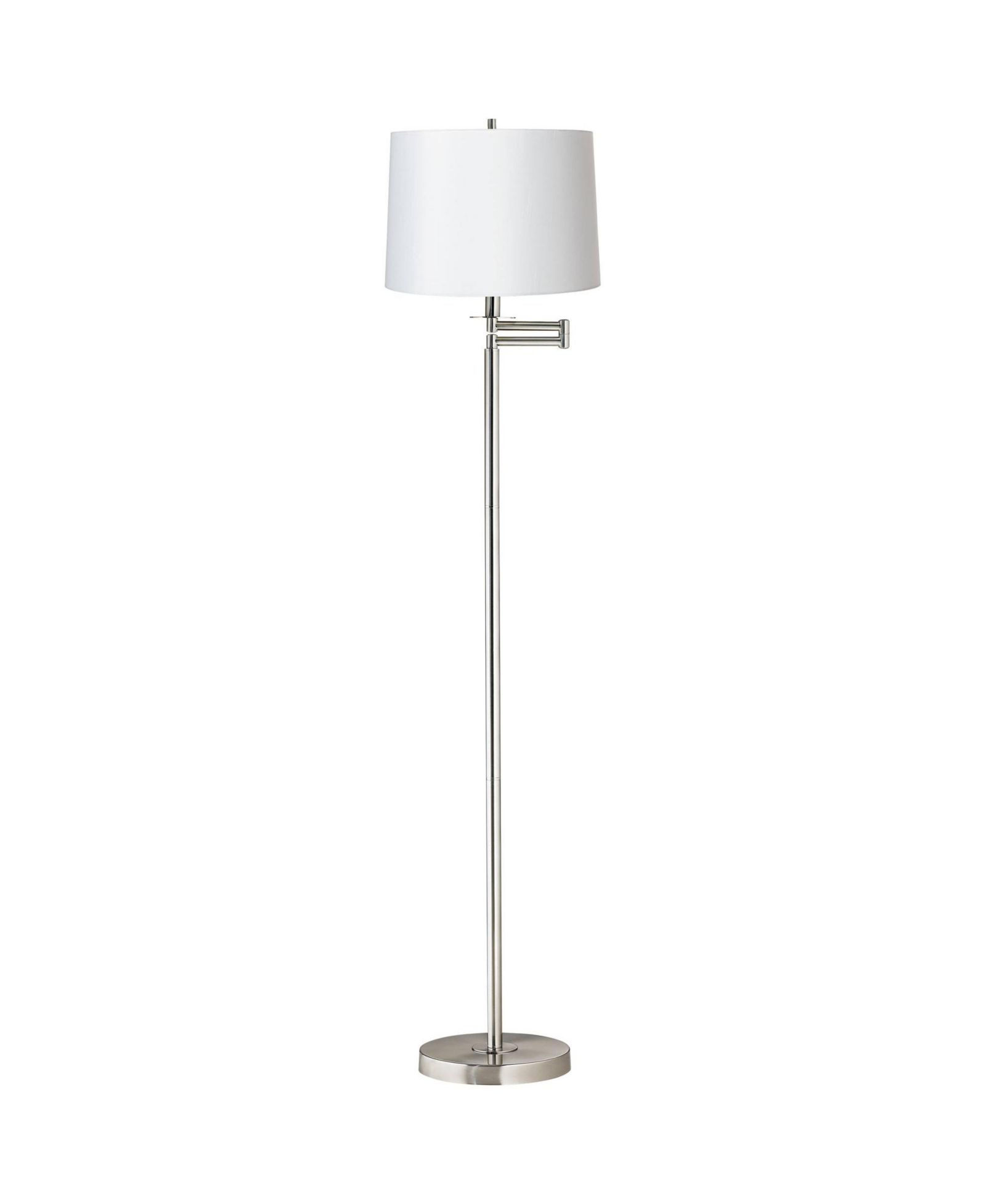 360 Lighting Modern Swing Arm Floor Lamp 60.5" Tall Brushed Nickel Hardback Drum Shade for Living Room Reading Bedroom Office