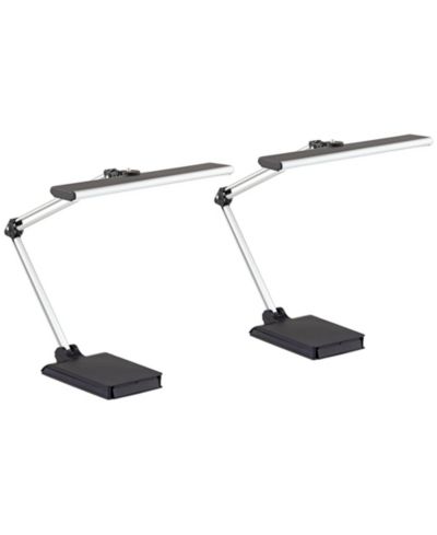 360 Lighting Flynn 25" High Modern Desk Lamps Set of 2 USB Port Adjustable LED  Metal Home Office Living Room Charging