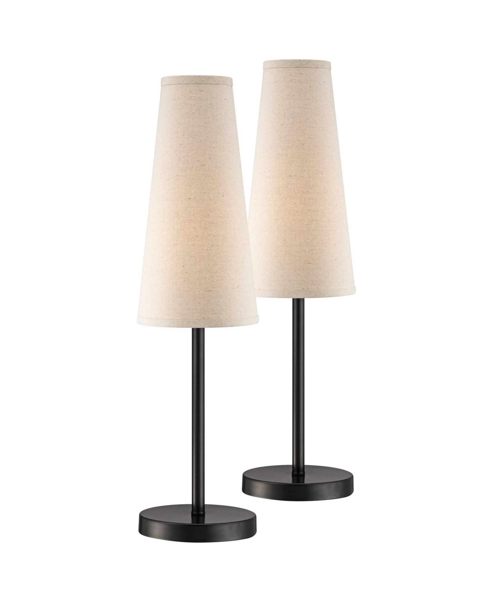 360 Lighting Modern Table Lamps 26" High Set of 2 Dark Espresso Bronze Metal Off Linen Cone Shade for Bedroom Living Room House Home Nightstand