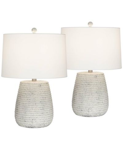 Possini Euro Design 23" High Small Modern Coastal Accent Table Lamps Set of 2 Sandstone Finish Ceramic Living Room Bedroom