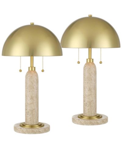 Possini Euro Design Possini Euro Chanterelle 24 1/2" Faux Stone Dome Table Lamp Set of 2