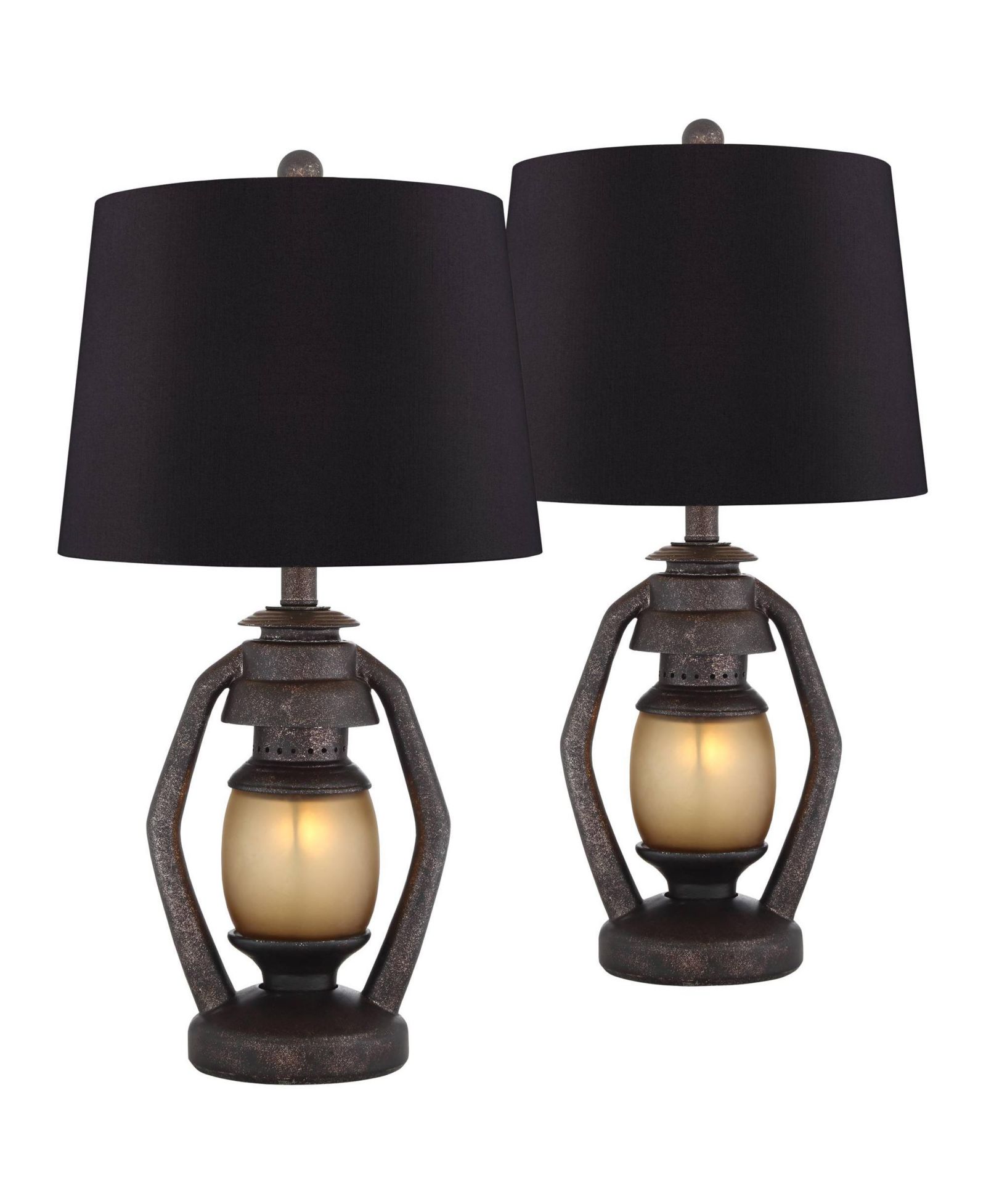 Franklin Iron Works Horace 25.25" Tall Rustic Table Lamps, Set of 2