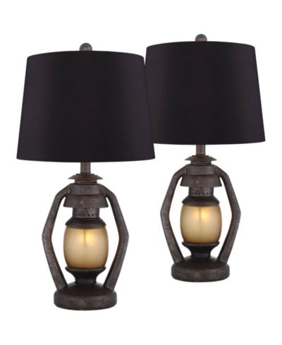 Franklin Iron Works Horace 25.25" Tall Rustic Table Lamps, Set of 2