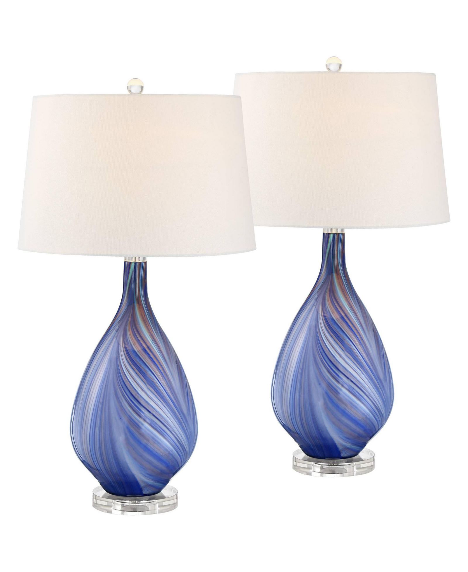 Possini Euro Design Taylor 29 Tall Teardrop Modern End Table Lamps Set of 2 Art Glass Living Room Bedroom