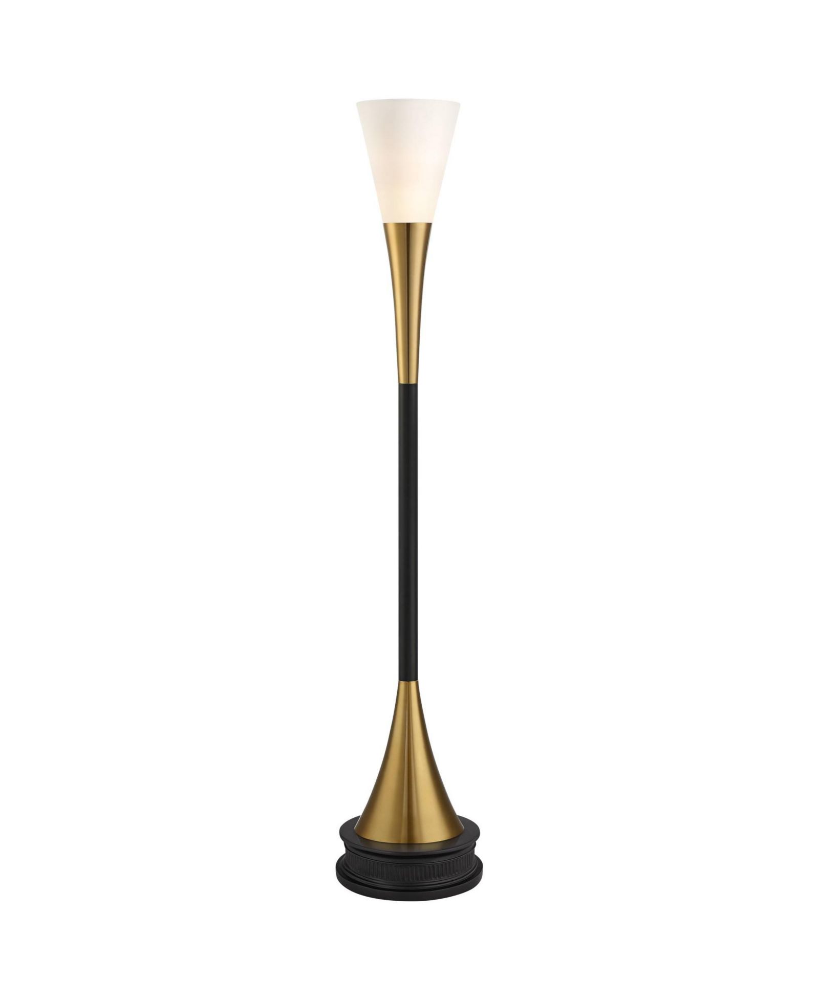 Possini Euro Design Piazza Modern Torchiere Floor Lamp with Riser 77" Tall Brass Metal Glass Shade for Living Room Bedroom Office House