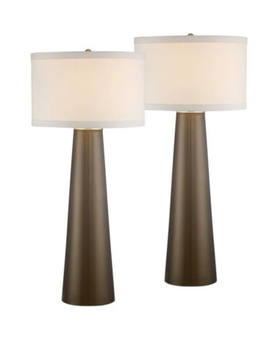 Possini Euro Design Karen 36" Tall Large Mid Century Modern End Table Lamps Set of 2 Glass Living Room Bedroom