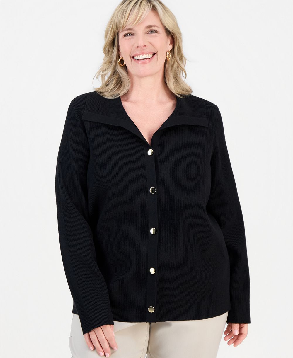 Кардиган JM Collection Plus Size Collared Long-Sleeve