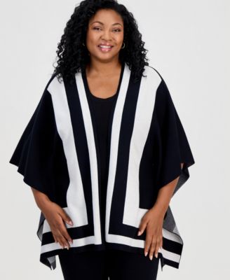 Кардиган Plus Size JM Collection с коротким рукавом и цветовым блоком