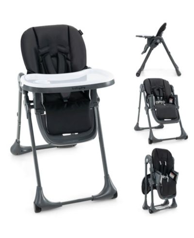 Gymax Baby High Chair w/ 7 Height and 3 Footrest Adjustable Cup holder 2 Wheels