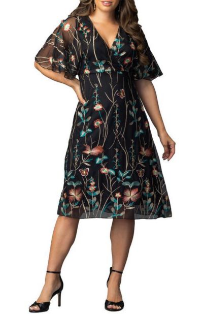 Kiyonna Women's Sonnet Embroidered Cocktail Dress