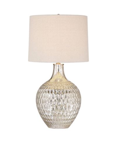 360 Lighting Modern Table Lamp 28" Tall with USB Charging Port Mercury Glass Drum Shade for Bedroom Living Room Home Bedside Office