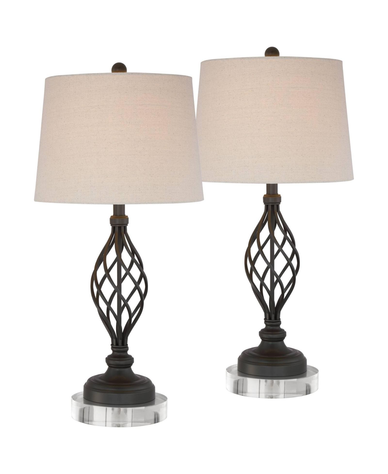Franklin Iron Works Annie Modern Industrial Table Lamps Set of 2 with Round Riser 29 1/2" Tall
