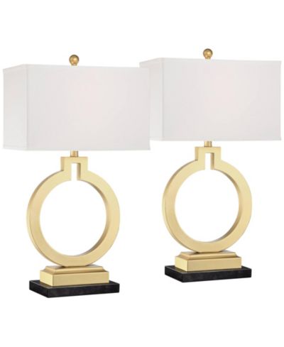 360 Lighting Lauren Modern Table Lamps Set of 2 with Risers 28 1/2" Tall USB Charging Port Rectangular Shade for Bedroom Living Room