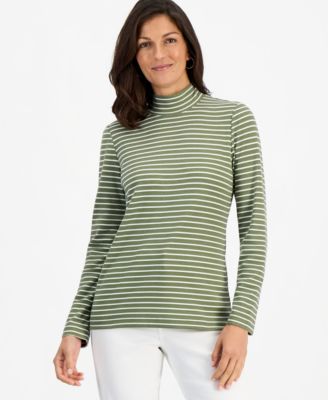 Style & Co Petite Printed Mock-Neck Long-Sleeve Tee, Macy's Exclusive