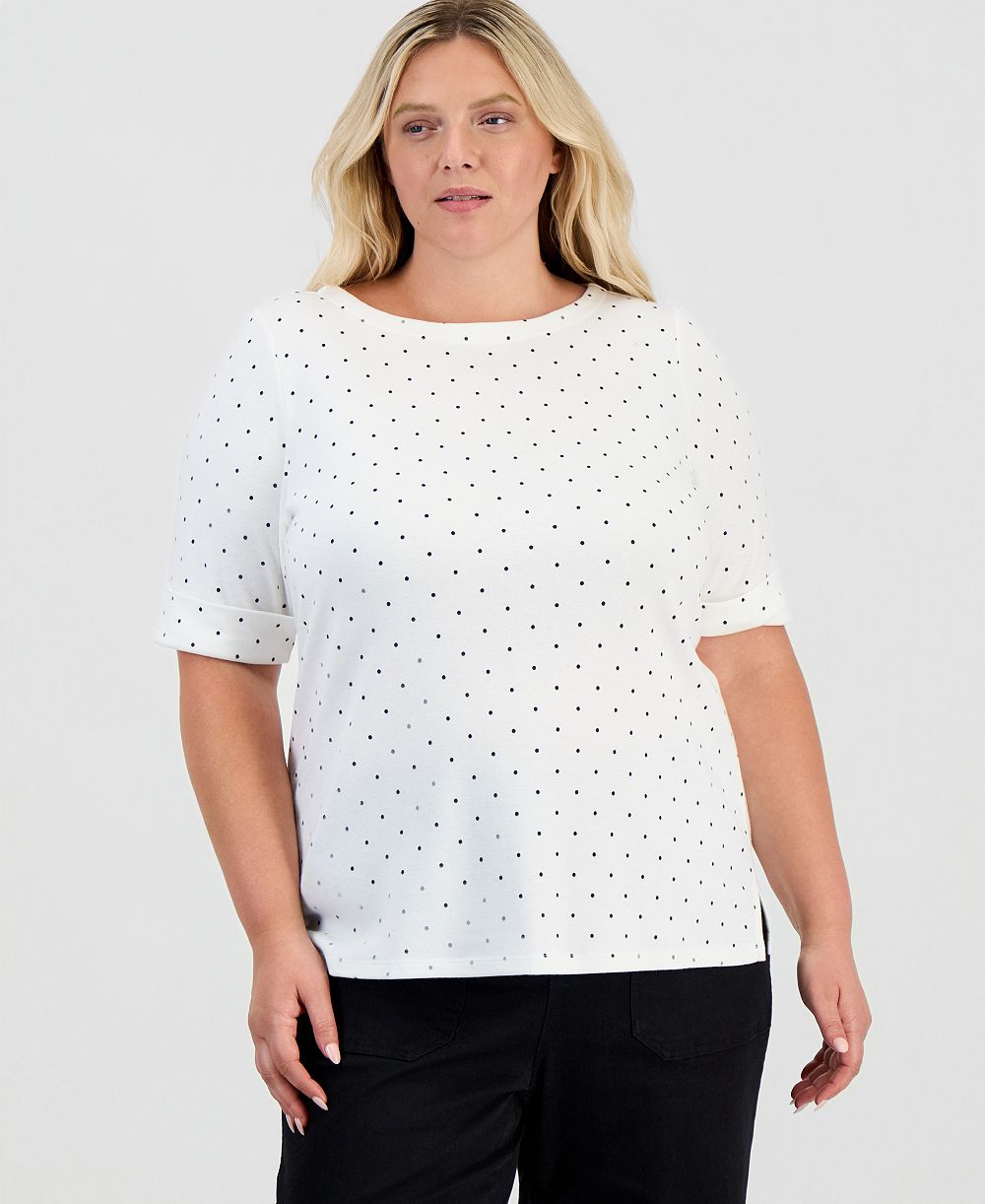 Женская блуза Style & Co Plus с принтом и лодочкой вырезом, эксклюзив Macy's