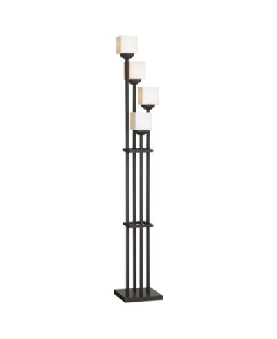 Franklin Iron Works Rustic Farmhouse Torchiere Floor Lamp with USB Charging Port 4-Light 72 1/2" Tall