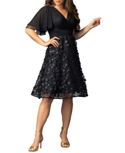 Kiyonna Women's Pretty Petals Mesh Cocktail Dress