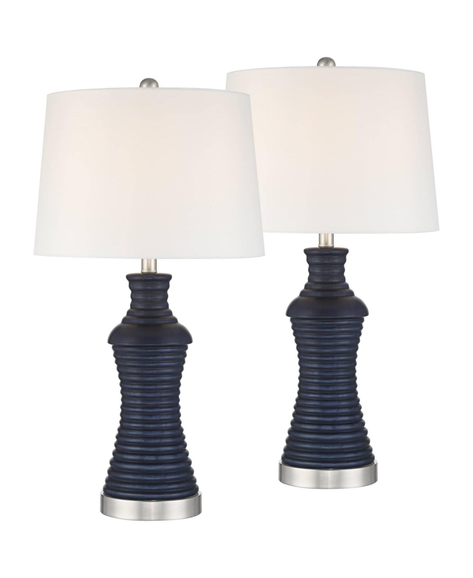 360 Lighting Maxwell 27 1/5"H Rippled Ceramic USB Table Lamp Set with Dimmer