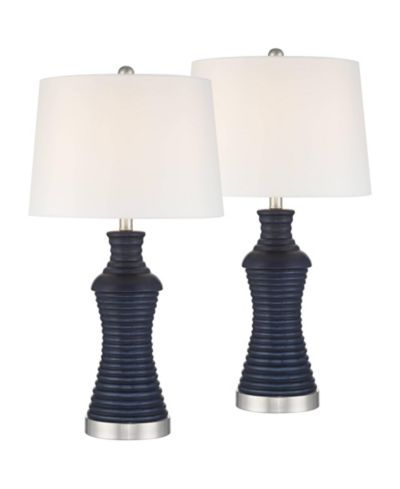 360 Lighting Maxwell 27 1/5"H Rippled Ceramic USB Table Lamp Set with Dimmer