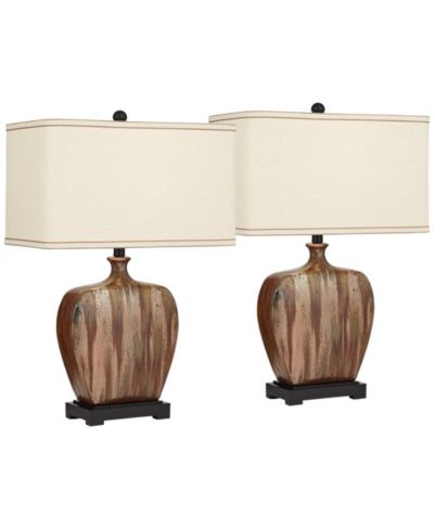 Possini Euro Design Современные настольные лампы Julius, комплект из 2 шт., керамика, медный цвет