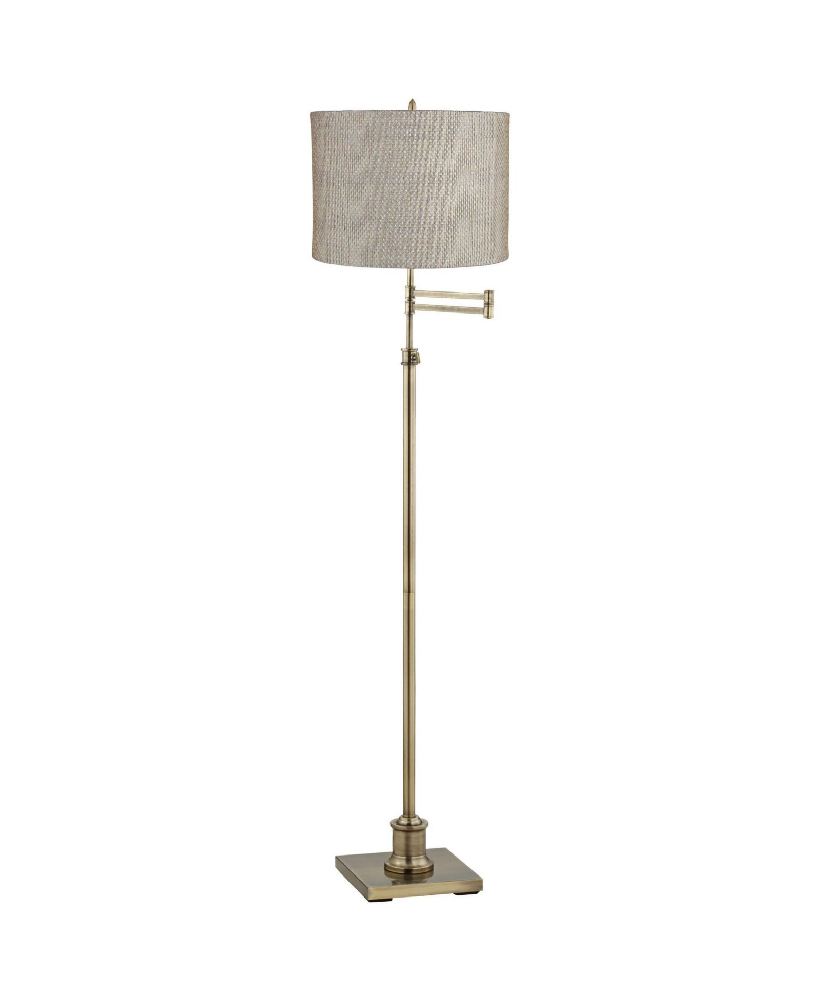 360 Lighting Настольная лампа Chic Style с регулируемым рычагом, высотой 70 дюймов, антикварной латунью и барабанным абажуром для гостиной, чтения и спальни