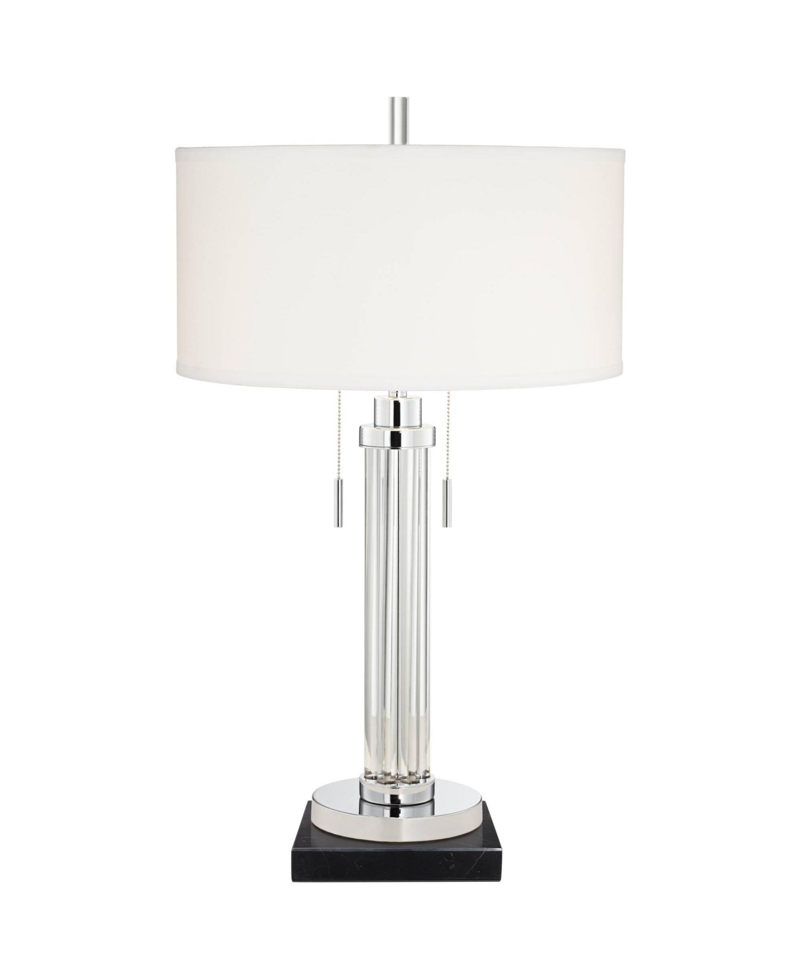 Possini Euro Design Cadence Modern Table Lamp with Square  Marble Riser 30" Tall Glass Column  Shade for Bedroom Living Room Bedside Office