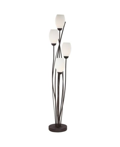 Franklin Iron Works Jareth Modern Industrial 73" Tall Tulip Floor Lamp with Smart Socket 4-Light Glass