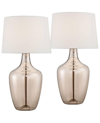 Possini Euro Design Ania 31" Tall Jar Large Modern Glam End Table Lamps Set of 2 Clear Champagne Glass Living Room Bedroom