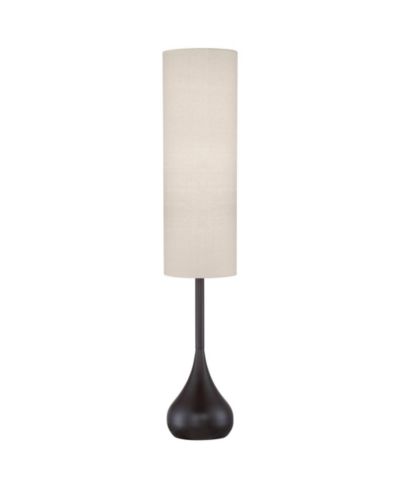 Possini Euro Design Moderne Mid Century Modern 62" Tall Droplet Floor Lamp with Smart Socket Bronze  Cylinder Shade for Living Room