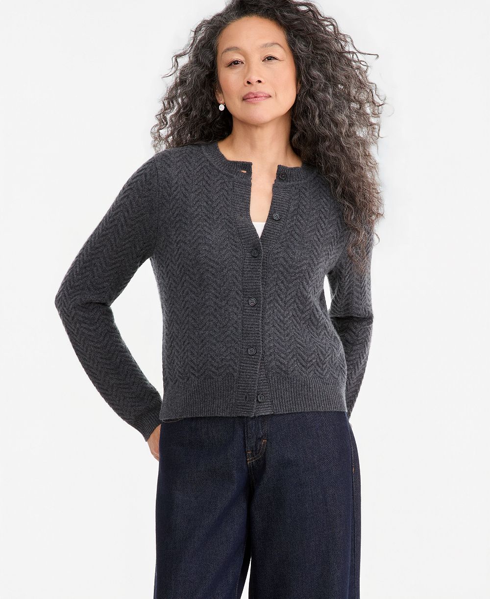 Charter Club Women's 100% Cashmere Herringbone Cardigan, Macy's Exclusive