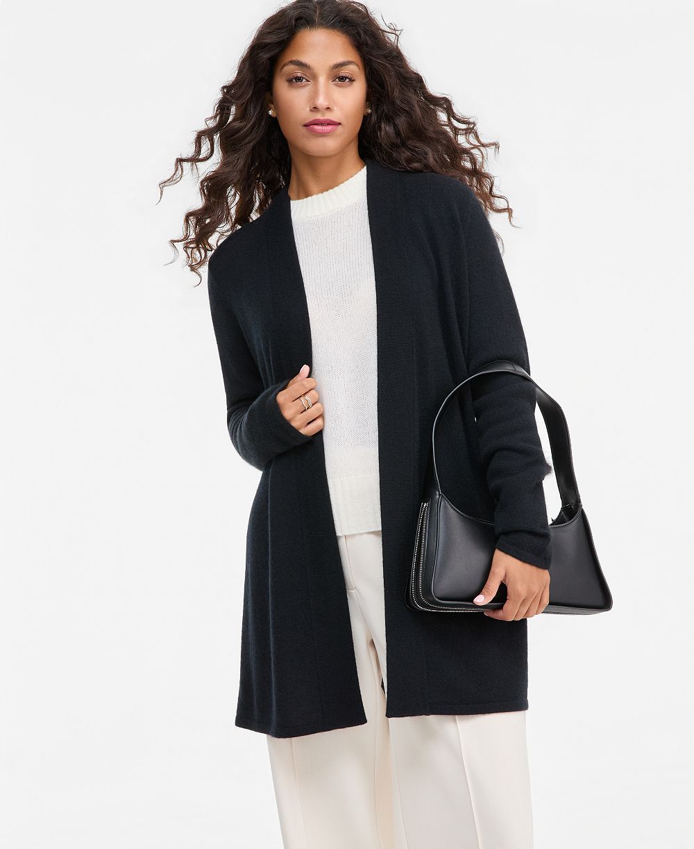 Charter Club Petite Open Front 100% Cashmere Cardigan with Side Slits, Macy's Exclusive