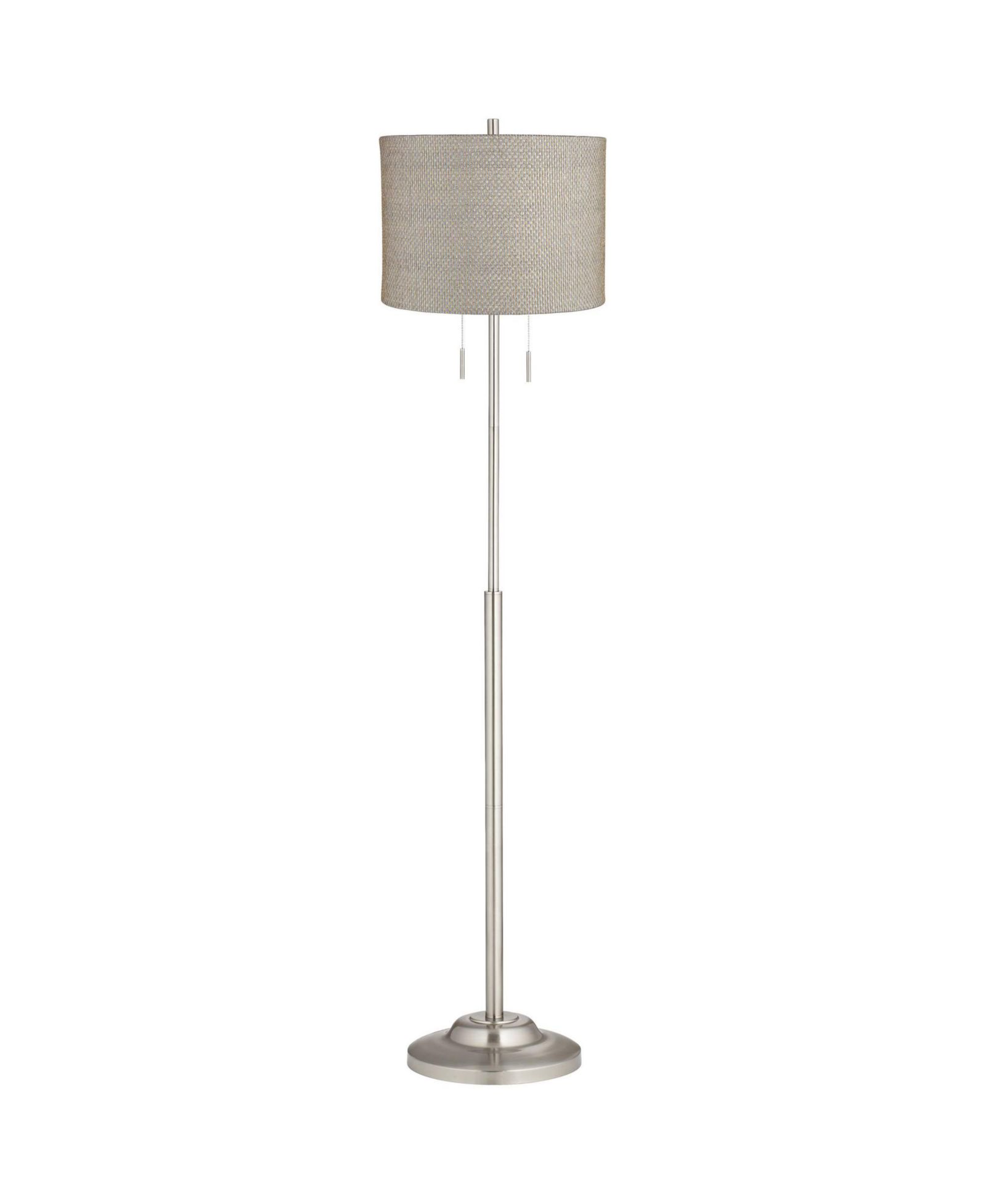 360 Lighting Abba Modern Floor Lamp Standing 66" Tall Brushed Nickel  Metal Drum Shade for Living Family Room Bedroom Office House