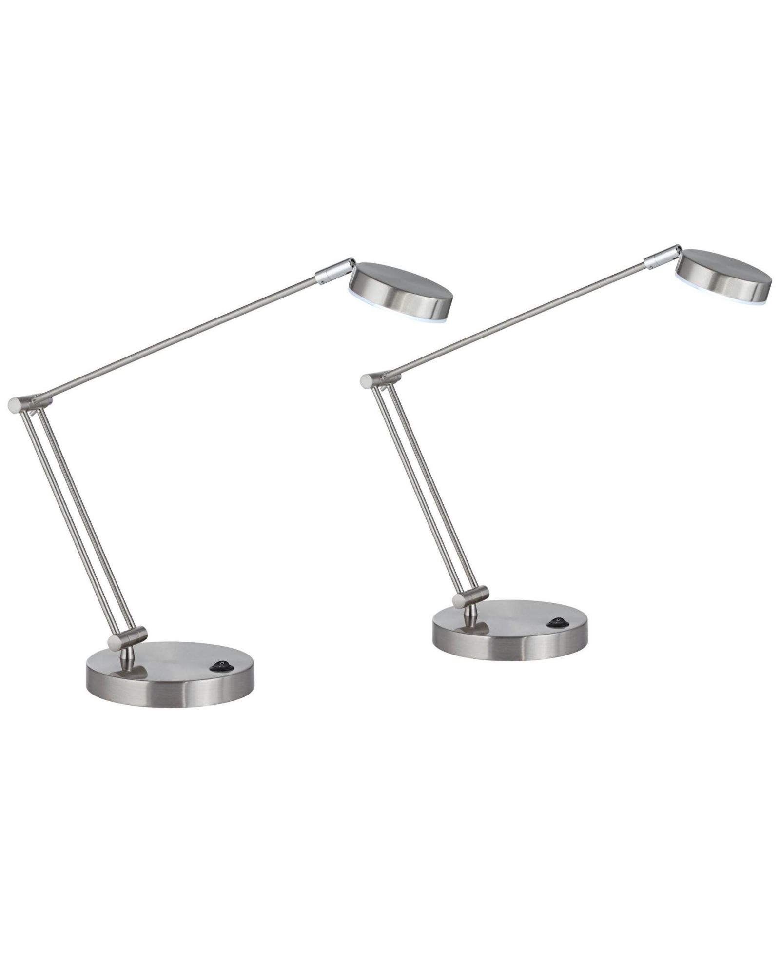 360 Lighting Jarrett 19" High Small Modern Desk Lamps Set of 2 Adjustable LED Satin Nickel Finish Metal Home Office