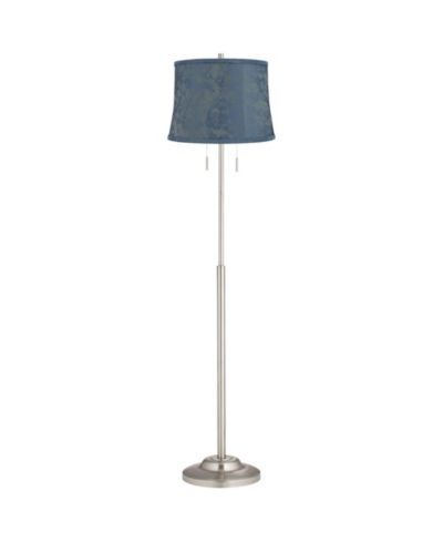 360 Lighting Abba Modern Tall Standing Floor Lamp Twin Pull Chain  Metal Brushed Steel Finish Drum Nagano
