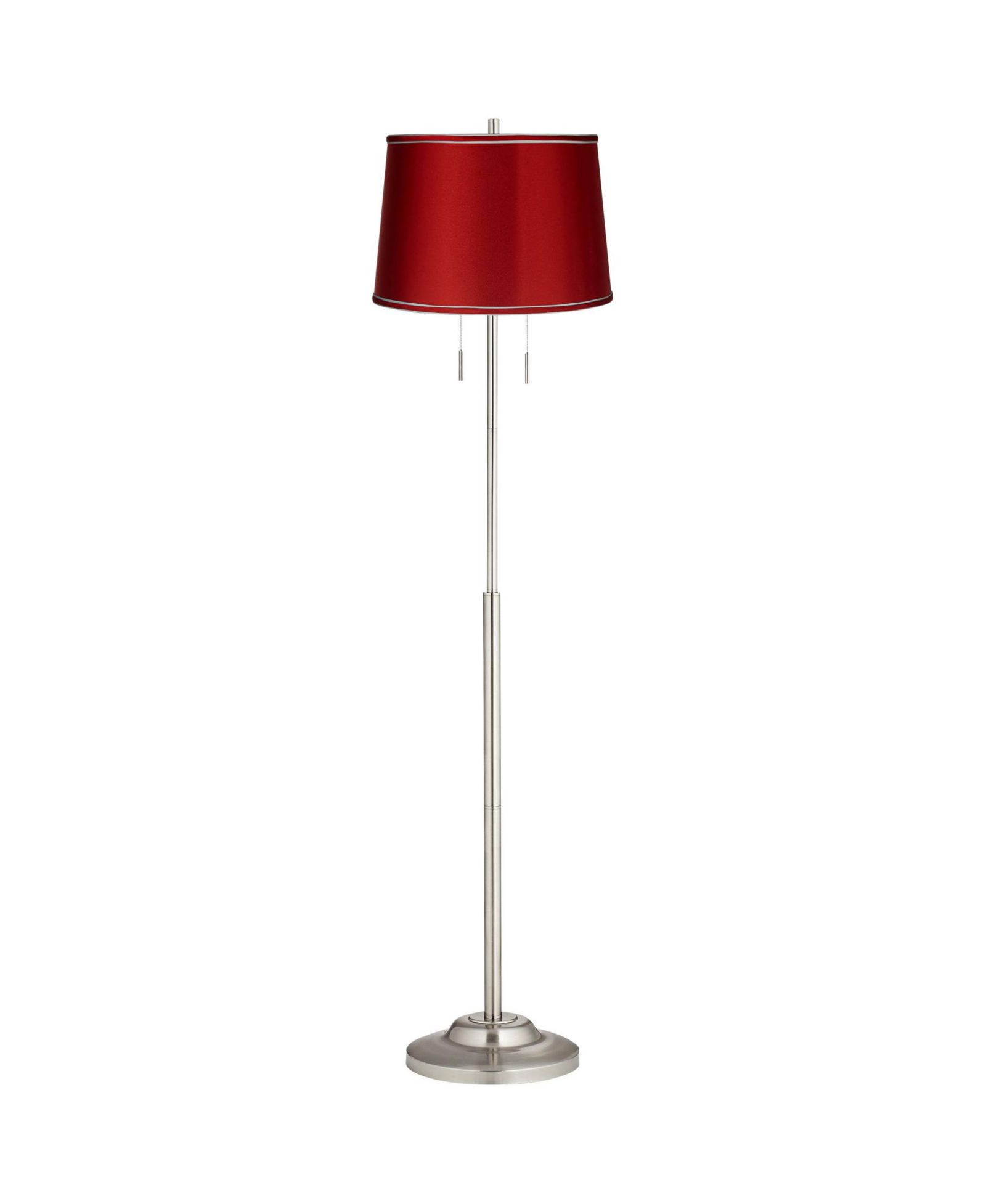 360 Lighting Abba Modern Floor Lamp Standing 66" Tall Brushed Nickel Metal Satin Tapered Drum Shade for Living Room Bedroom Office House