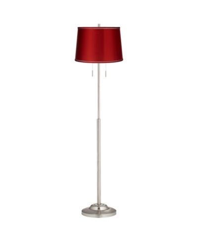 360 Lighting Abba Modern Floor Lamp Standing 66" Tall Brushed Nickel Metal Satin Tapered Drum Shade for Living Room Bedroom Office House