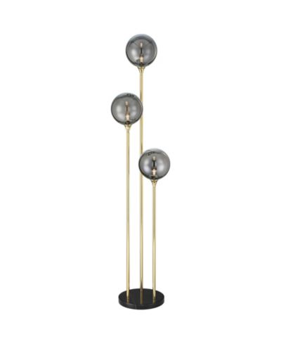 Possini Euro Design Arielle Mid Century Modern 67" Tall Standing Floor Lamp Tree Metal Brass Finish Bubble Glass  Shade
