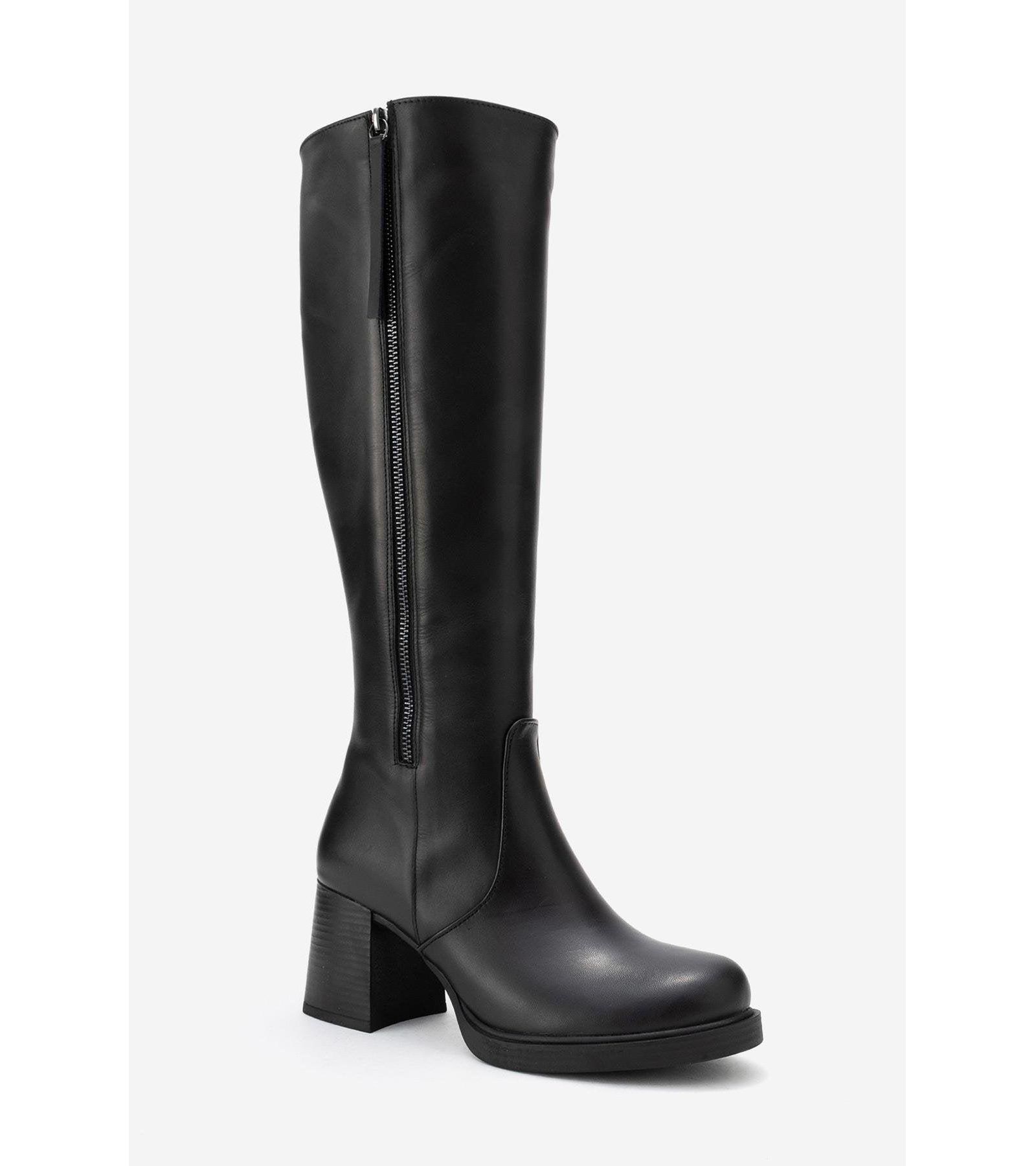 Forever & Always Shoes Women's Lensa Leather Block Heel Boot