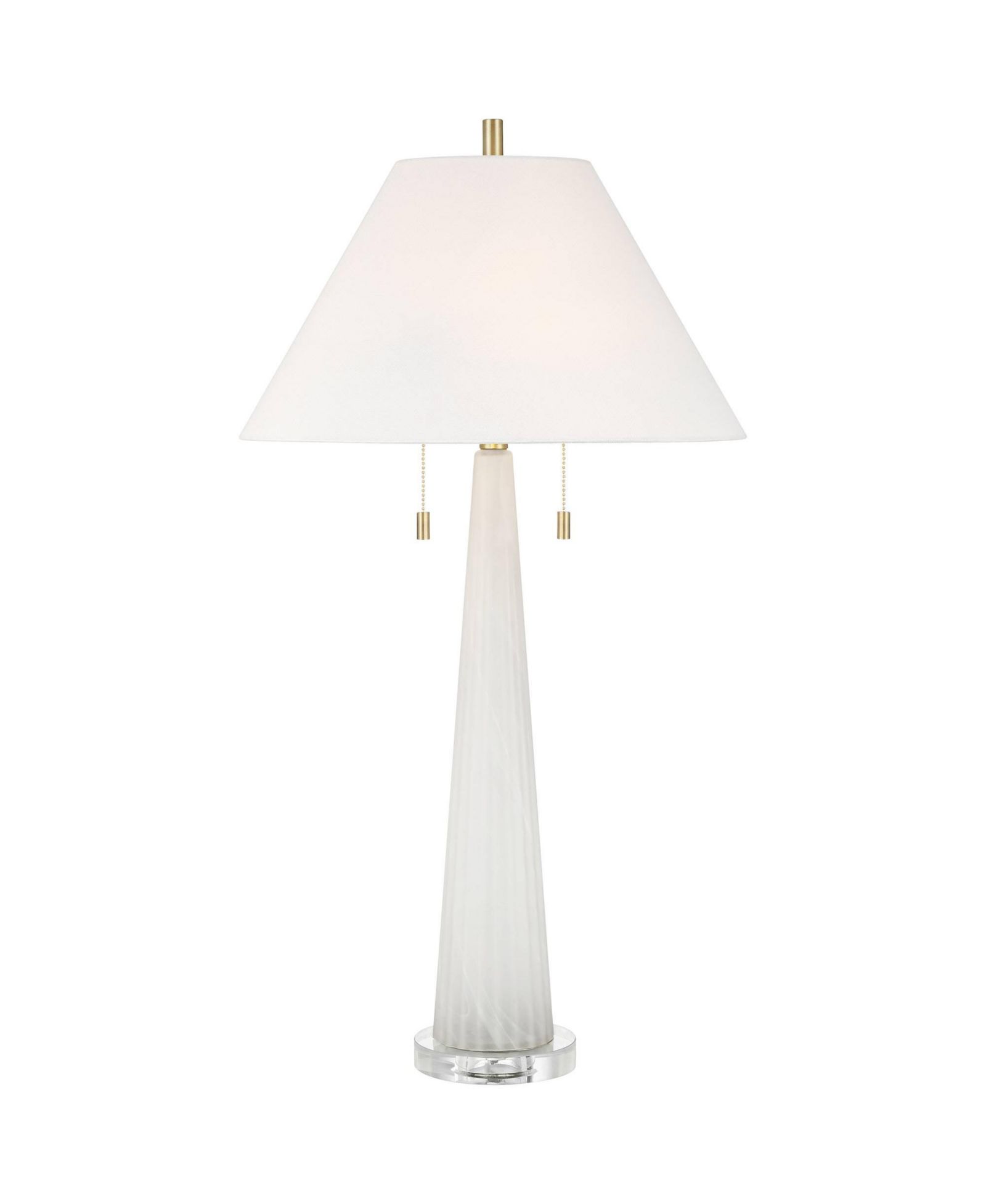 Possini Euro Design Regina 33" Tall Large Modern End Table Lamp 2-Light Pull Chain Finish Glass Single Living Room Bedroom
