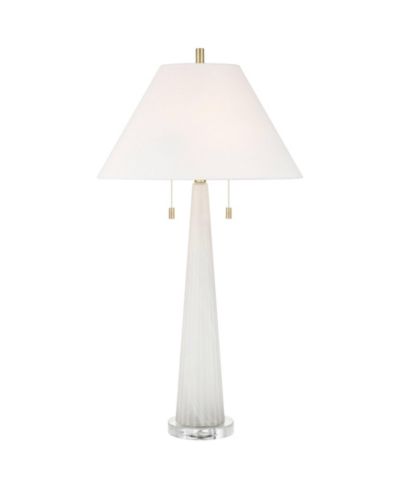 Possini Euro Design Regina 33" Tall Large Modern End Table Lamp 2-Light Pull Chain Finish Glass Single Living Room Bedroom