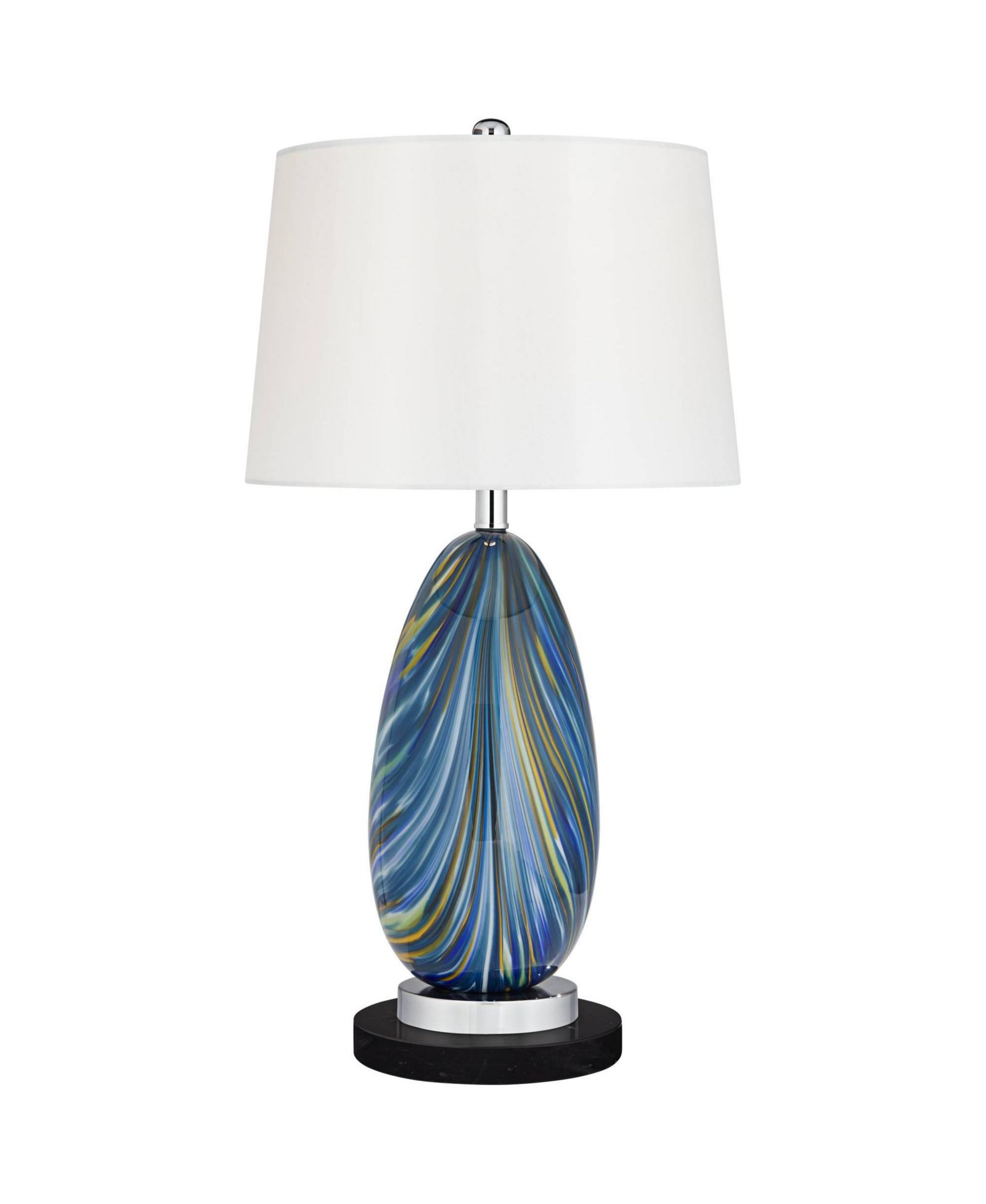 Possini Euro Design Pablo Modern Table Lamp with Round  Marble Riser 27" Tall   Art Glass  Shade for Bedroom Living Room Bedside