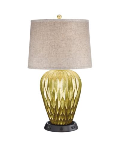 Possini Euro Design Buckhead Modern Table Lamp 28" Tall with Dimmable USB Workstation Base Drum Shade for Bedroom Living Room Kids Desk Home