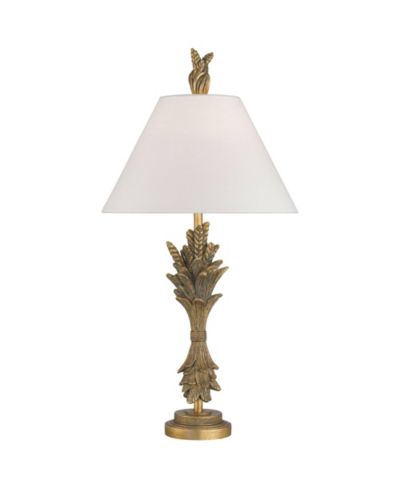 Possini Euro Design Cleo 33" Tall Large Traditional End 3-Way Table Lamp Faux Leaf Finish Single  Shade Living Room Bedroom