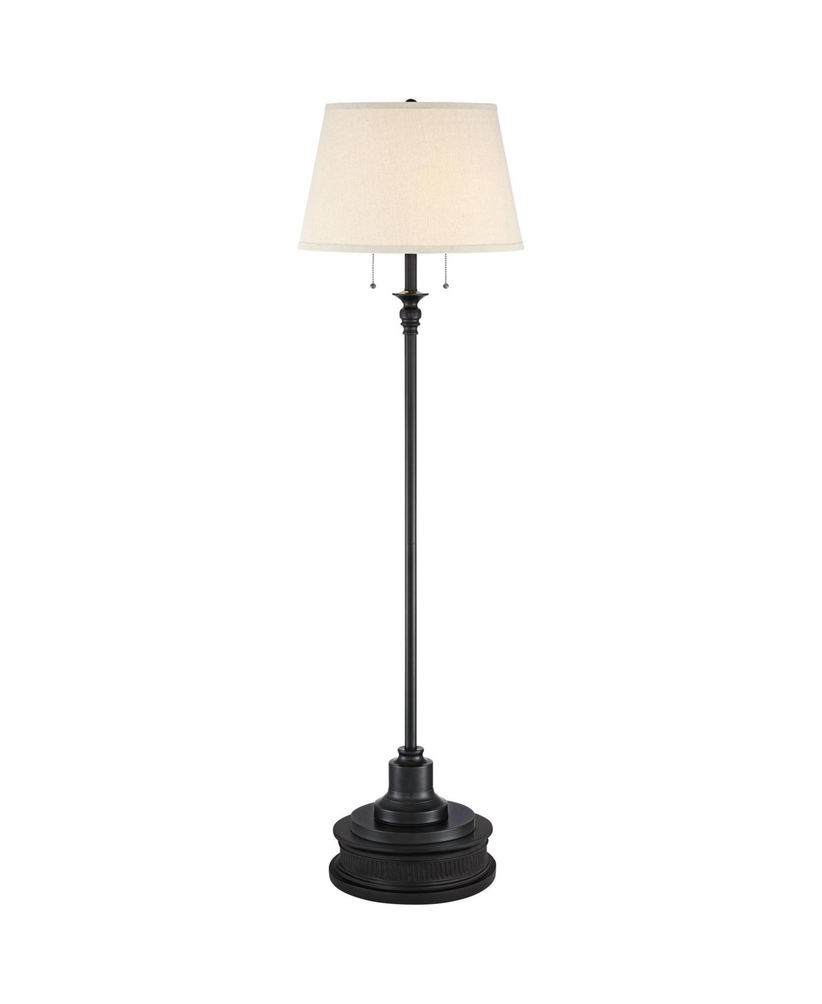 360 Lighting Spenser Rustic Farmhouse Floor Lamp with Riser 62 1/2" Tall Oiled Bronze Metal Linen Empire Shade for Living Room Bedroom Home
