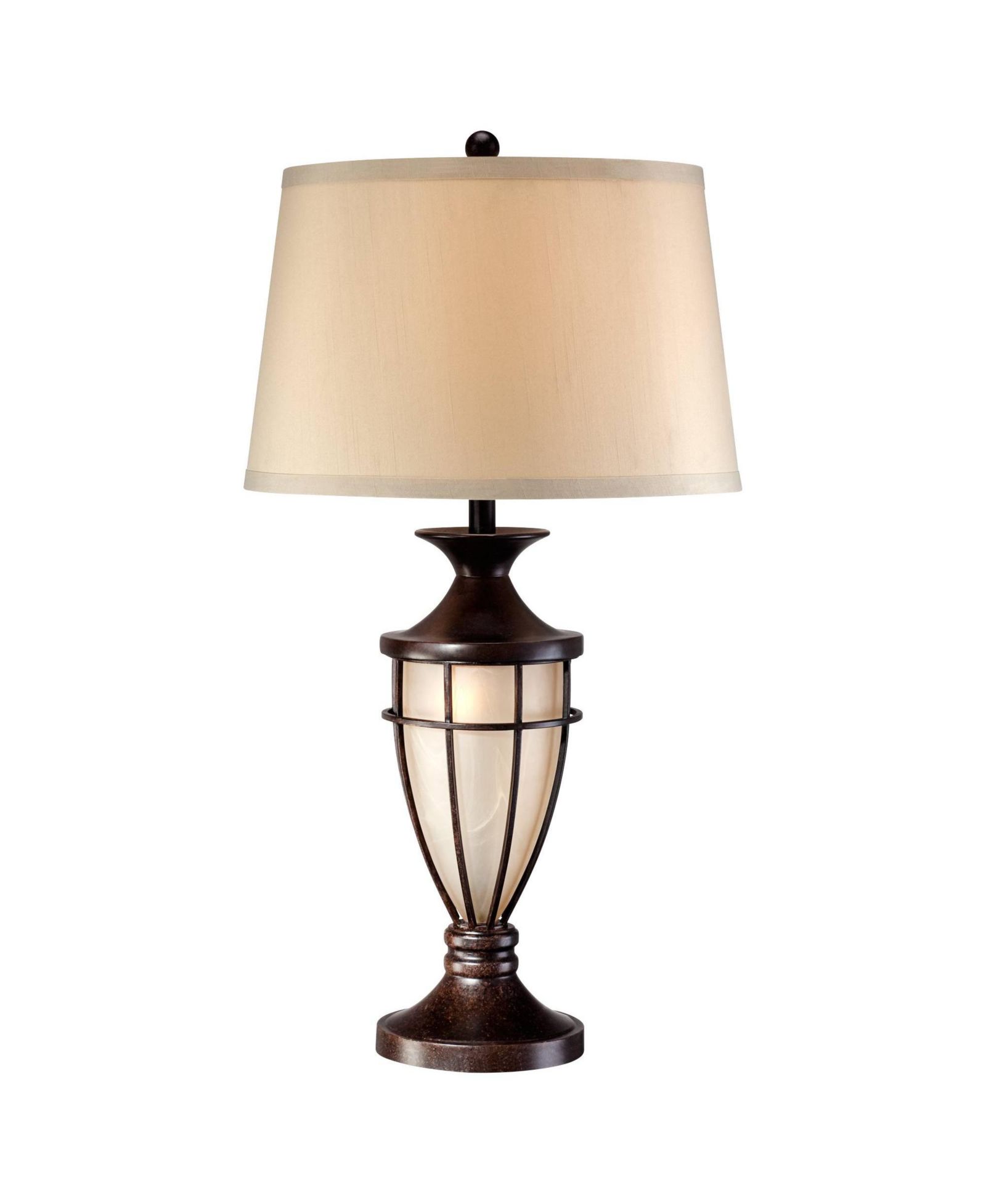 John Timberland Mission Cage Traditional Table Lamp 33" Tall Brushed Iron Cage Glass with Dimmer Nightlight