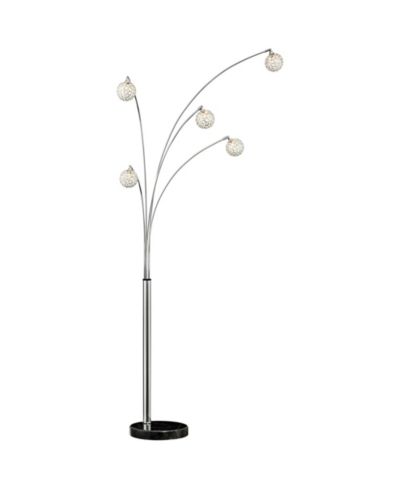 Possini Euro Design Allegra Mid Century Modern Arc Floor Lamp 88" Tall Chrome 5 Light Crystal Ball Shades for Living Room Reading Bedroom Office House