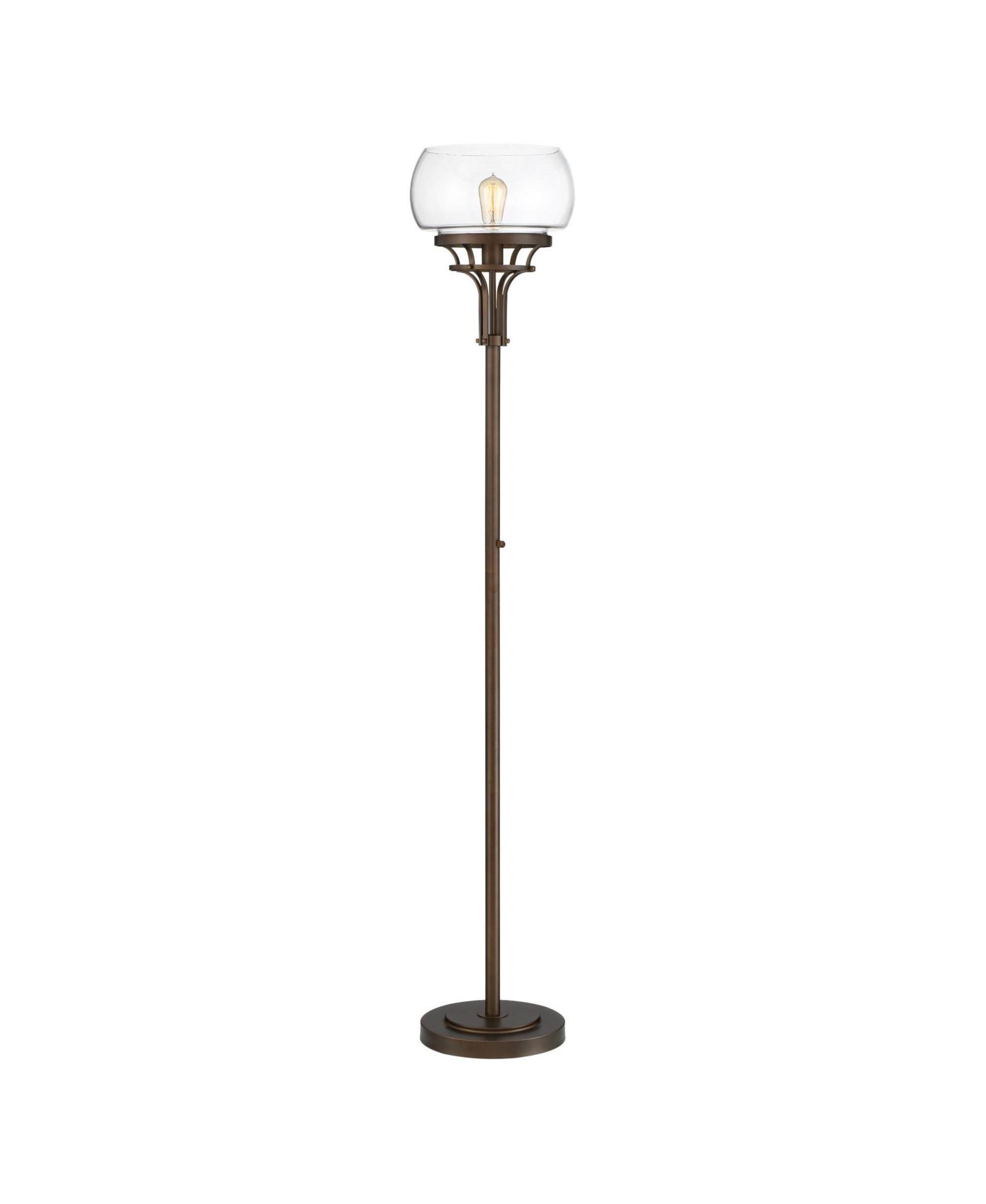 Franklin Iron Works Industrial Torchiere Floor Lamp with USB Charging Port 72 1/2" Tall