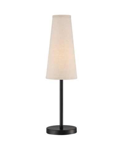 360 Lighting Modern Table Lamp 26" High Espresso Metal Linen Cone Shade for Bedroom Living Room Home Bedside Nightstand Office