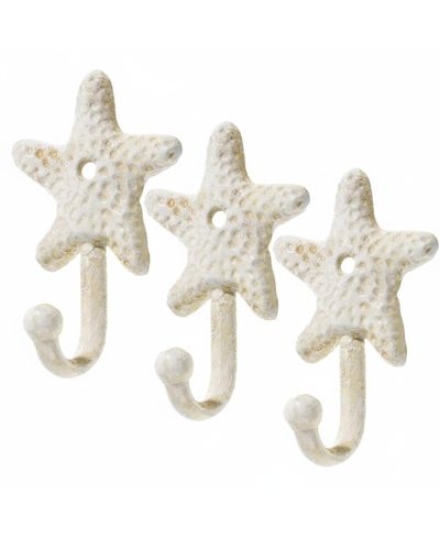 Yigii 3pcs Cast Iron Starfish Wall Hooks Nautical Decorative Hangers for Coats Towels Keys